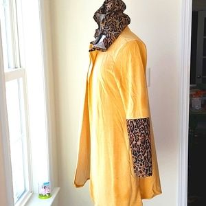 WOWBlumin Taupe and Leopard Color Block Duster😎 hoodie for cold night in summer